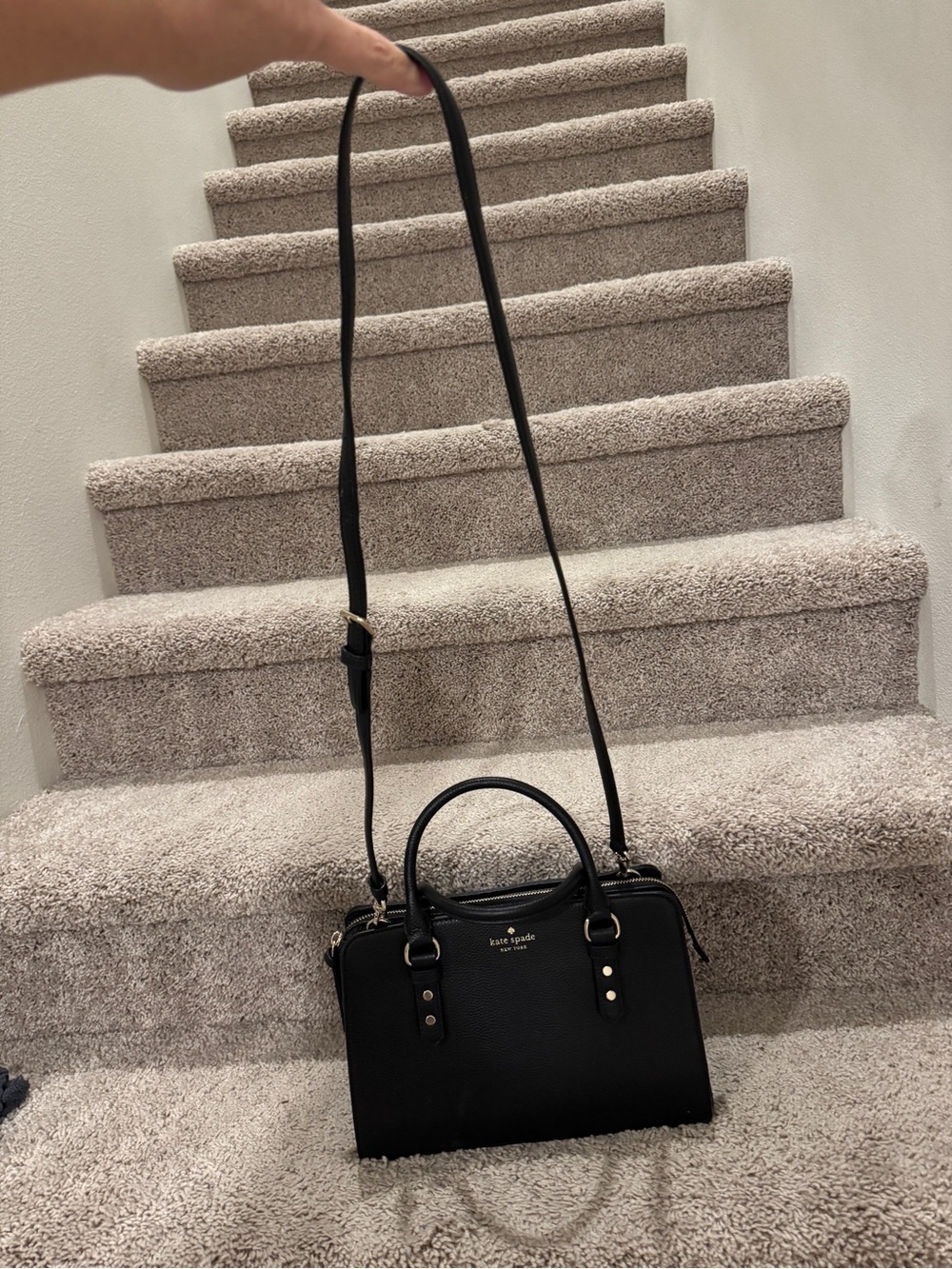 Kate Spade New York Black Pebbled Leather Kyla Satchel Shoulder Bag Crossbody - Picture 10 of 11